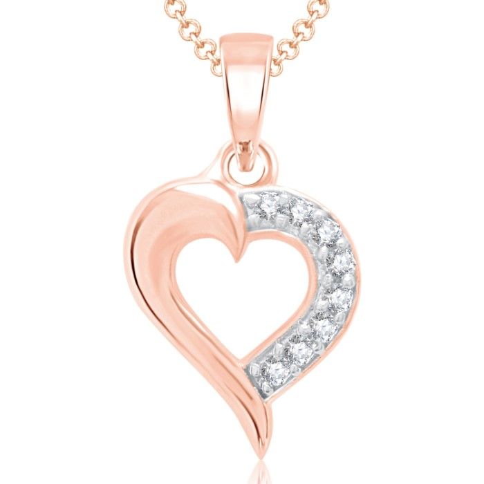 Buy Srikara Alloy Gold Plated CZ/AD Valentine Heart Fashion Jewellery Pendant Chain - SKP1632G - Purplle