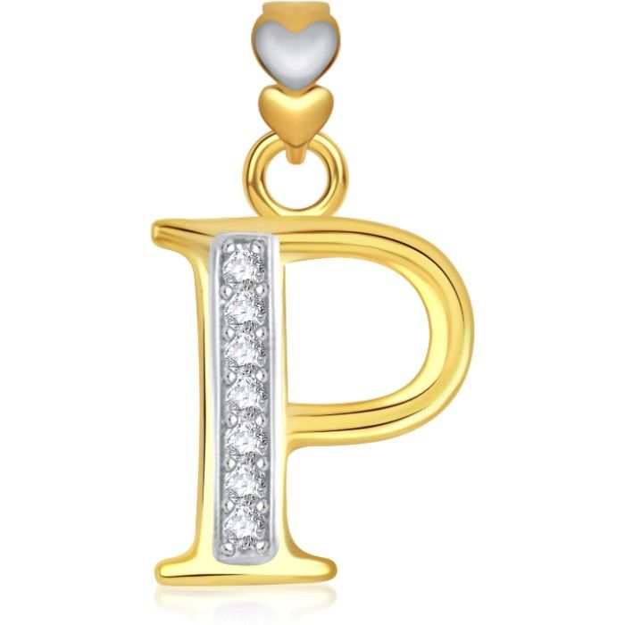 Buy Srikara Alphabet Collection Initial Letter 'P' CZ Fashion Jewelry Pendant Chain - SKP1751G - Purplle