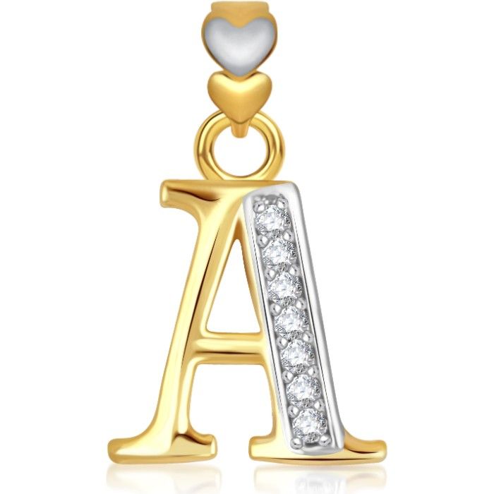 Buy Srikara Alphabet Collection Initial Letter 'A' CZ Fashion Jewelry Pendant Chain - SKP1736G - Purplle