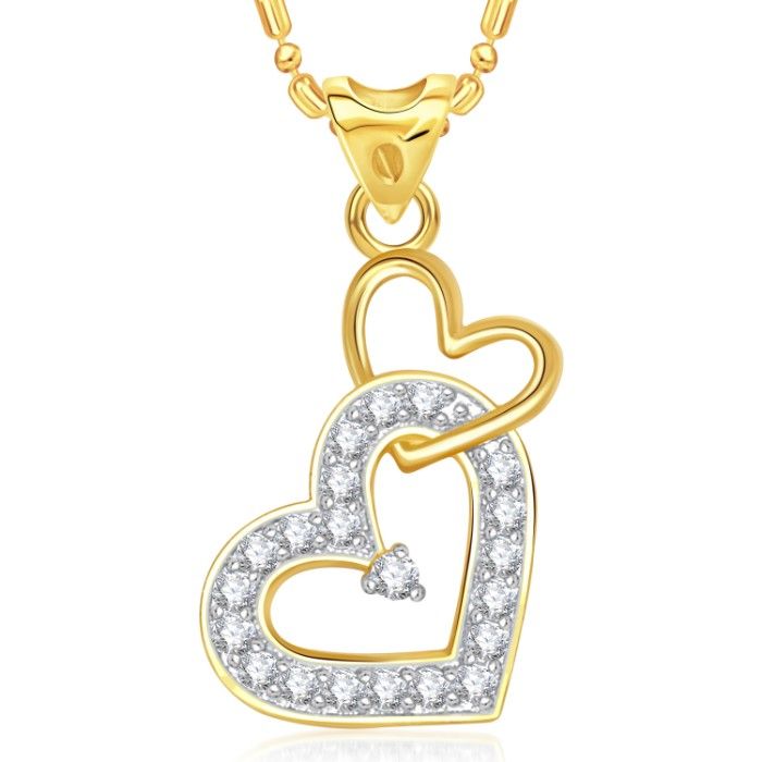 Buy Srikara Alloy Gold Plated CZ/AD Attach Heart Valentine Fashion Jewelry Pendant - SKP1671G - Purplle