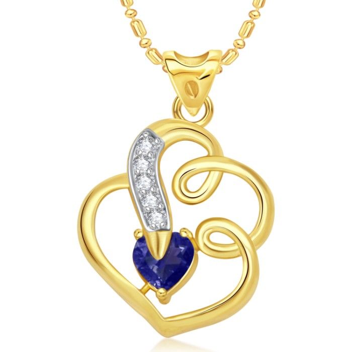 Buy Srikara Alloy Gold Plated CZ/AD Splendid Heart Valentine Fashion Jewelry Pendant - SKP1698G - Purplle