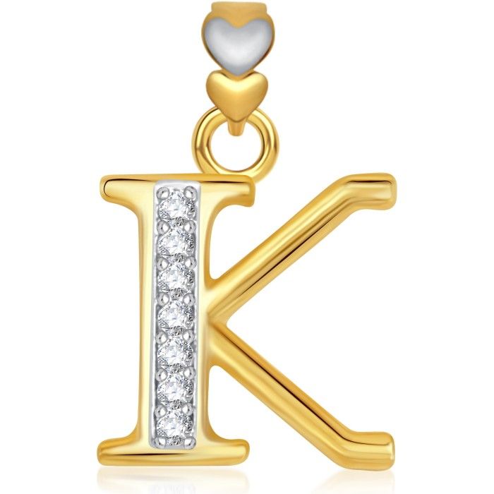 Buy Srikara Alphabet Collection Initial Letter 'K' CZ Fashion Jewelry Pendant Chain - SKP1746G - Purplle