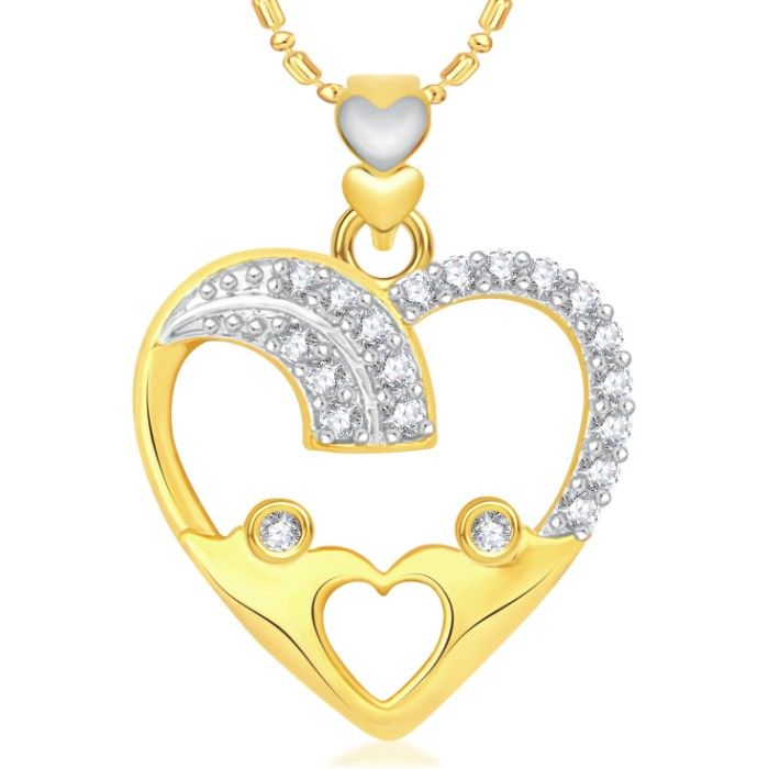 Buy Srikara Alloy Gold Plated CZ / AD Open Heart Fashion Jewelry Pendant with Chain - SKP1995G - Purplle