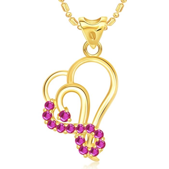 Buy Srikara Alloy Gold Plated CZ/AD Angelic Heart Valentine Fashion Jewelry Pendant - SKP1810G - Purplle