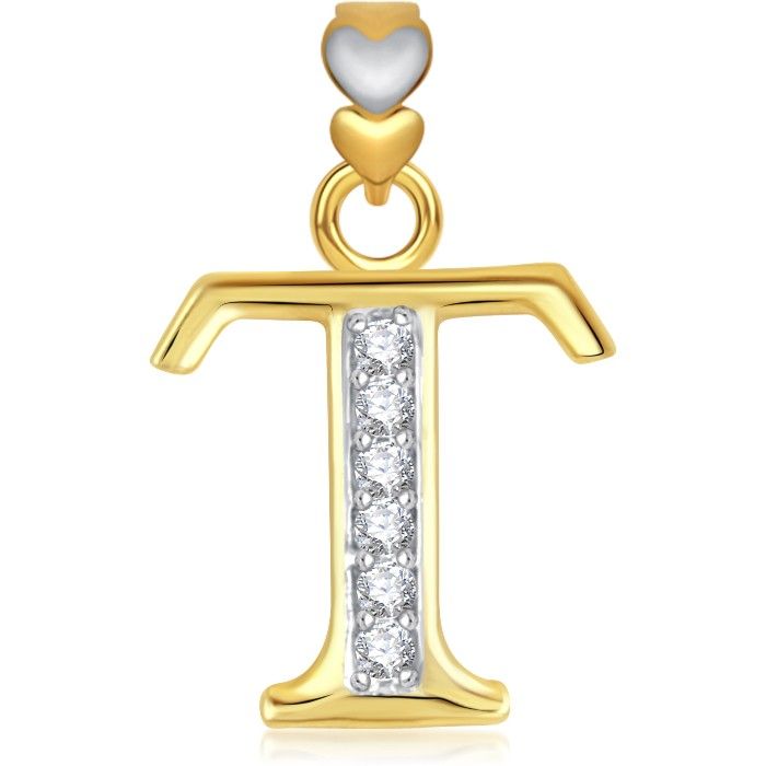 Buy Srikara Alphabet Collection Initial Letter 'T' CZ Fashion Jewelry Pendant Chain - SKP1755G - Purplle