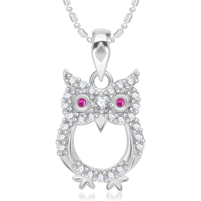 Buy Srikara Alloy Gold Plated CZ / AD Owl Fashion Jewellery Pendant with Chain - SKP2120R - Purplle