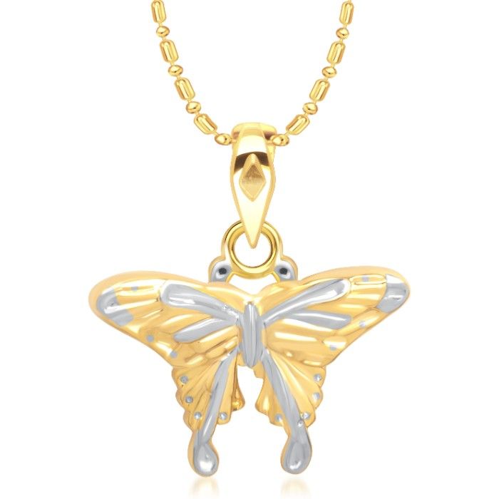 Buy Srikara Alloy Gold Plated CZ Admirable Butterfly Fashion Jewelry Pendant Chain - SKP1345G - Purplle