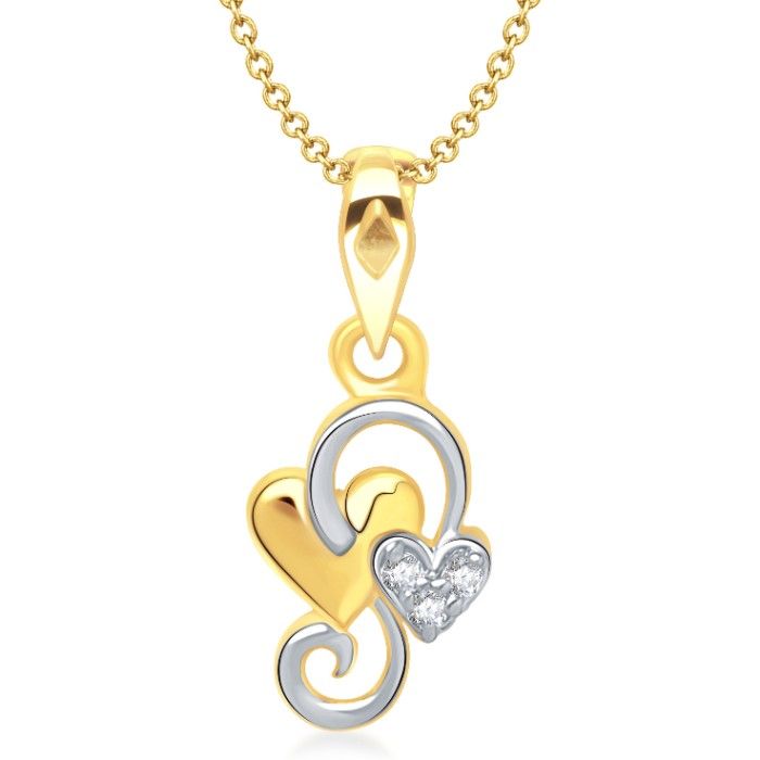 Buy Srikara Alloy Gold Plated CZ/AD Attractive Design Heart Shape Fashion Jewelry Pendant - SKP1278G - Purplle