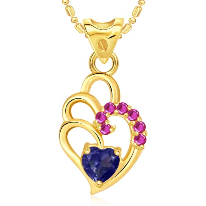 Buy Srikara Alloy Gold Plated AD Blue Curved Heart Valentine Fashion Jewelry Pendant - SKP1803G - Purplle