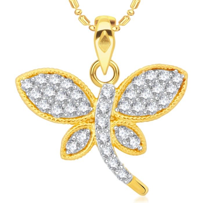 Buy Srikara Alloy Gold Plated CZ / AD Fashion Jewellery Pendant with Chain - SKP2059G - Purplle