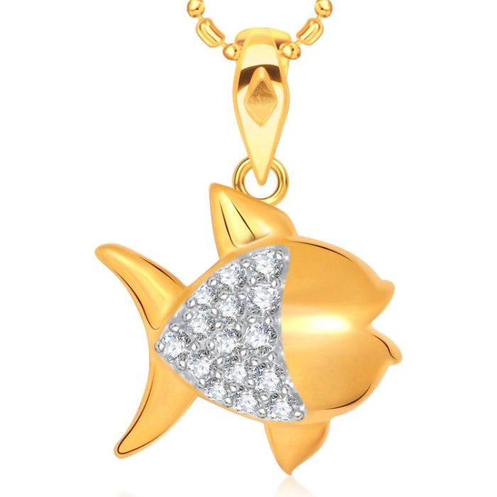 Buy Srikara Alloy Gold Plated CZ / AD Fish Charm Fashion Jewelry Pendant with Chain - SKP1569G - Purplle
