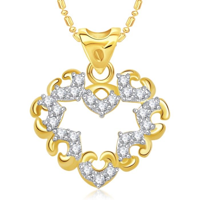 Buy Srikara Alloy Gold Plated CZ/AD Splendid Heart Valentine Fashion Jewelry Pendant - SKP1837G - Purplle