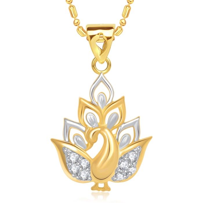 Buy Srikara Alloy Gold Plated CZ/AD Beautiful Mayur Fashion Jewellery Pendant Chain - SKP1454G - Purplle