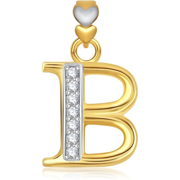 Buy Srikara Alphabet Collection Initial Letter 'B' CZ Fashion Jewelry Pendant Chain - SKP1737G - Purplle