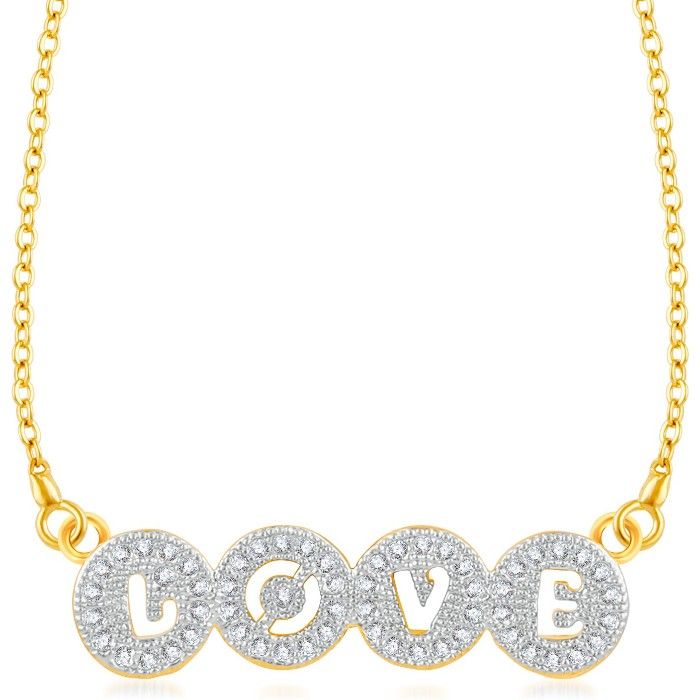 Buy Srikara Brass Alloy Gold Plated CZ/AD Stone Studded Love Fashion Jewelry Pendant - SKP3231G - Purplle
