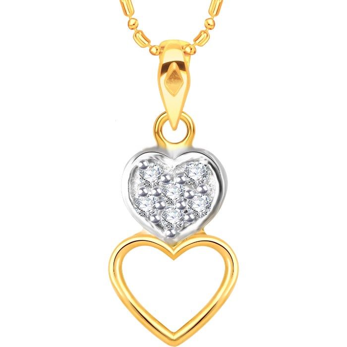 Buy Srikara Alloy Gold Plated CZ / AD Dual Heart Fashion Jewelry Pendant with Chain - SKP3070G - Purplle