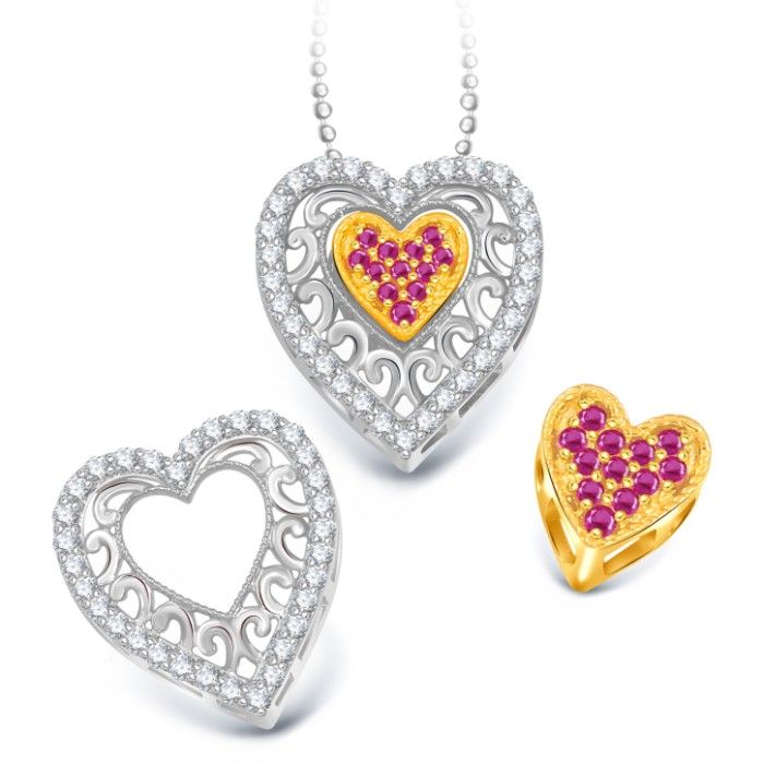 Buy Srikara Alloy Gold Plated Heart Valentine Detachable Jewelry Pendant Set Chain - SKDP1004G - Purplle