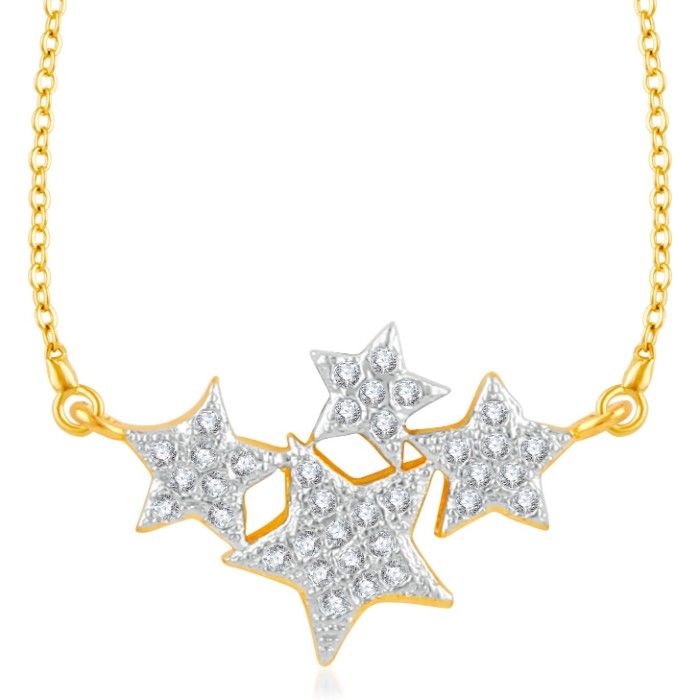 Buy Srikara Brass Alloy Gold Plated CZ / AD Shining Stars Fashion Jewellery Pendant - SKP3242G - Purplle