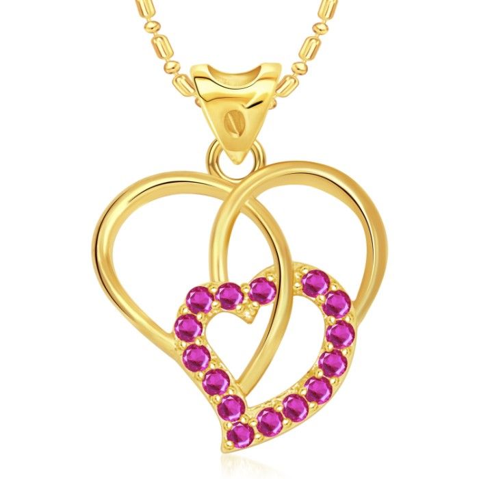 Buy Srikara Alloy Gold Plated CZ/AD Filigree Heart Valentine Fashion Jewelry Pendant - SKP1811G - Purplle