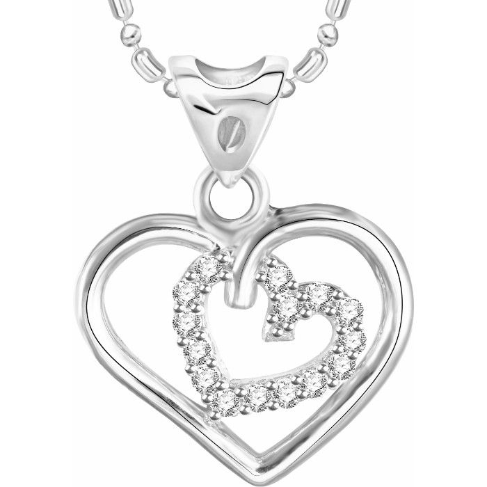 Buy Srikara Alloy Rhodium Plated CZ / AD Interlocked Heart Fashion Jewellery Pendant - SKP3071R - Purplle