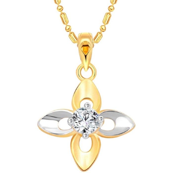 Buy Srikara Alloy Gold Plated CZ/AD Petel Shaped Fashion Jewelry Pendant with Chain - SKP3088G - Purplle