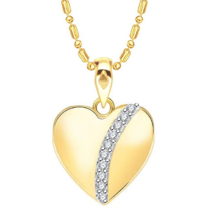 Buy Srikara Gold Plated CZ / AD Curvy Stone Studded Heart Fashion Jewelry Pendant with Chain - SKP3134G - Purplle