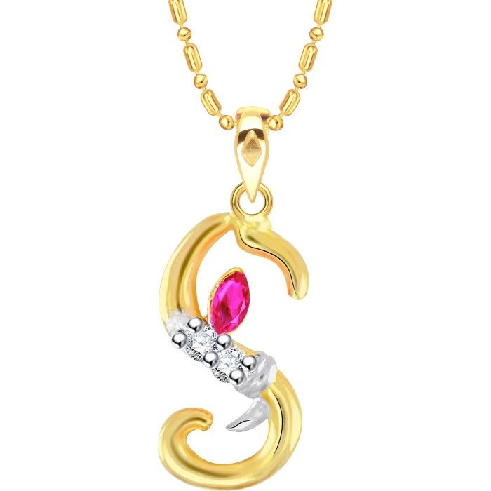 Buy Srikara Alloy Gold Plated CZ/AD Initial Letter S Ganesh Fashion Jewelry Pendant - SKP2254G - Purplle