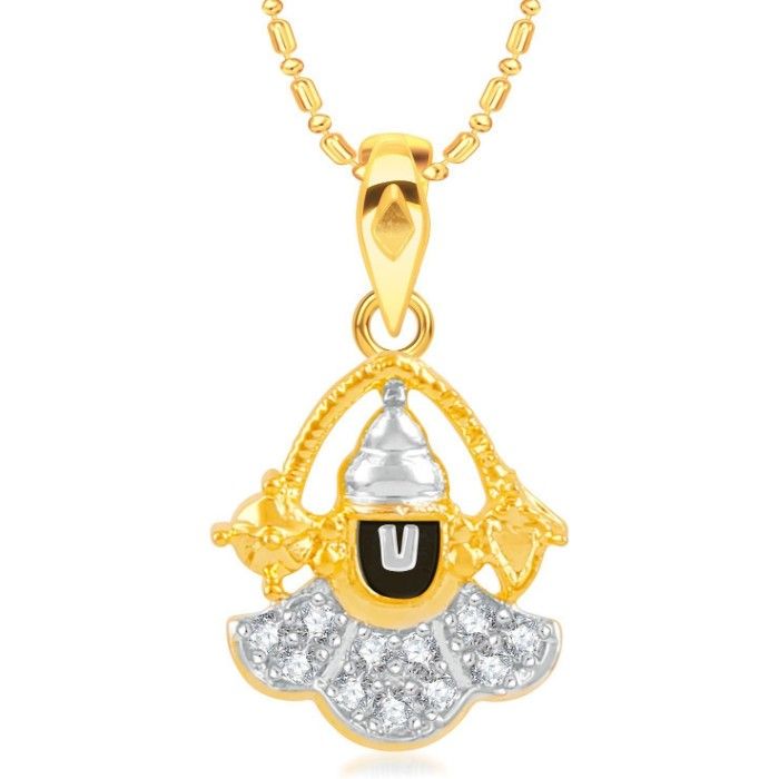 Buy Srikara Brass Alloy Gold Plated CZ/AD Vaikuntapataye Fashion Jewelry Pendant - SKP3190G - Purplle