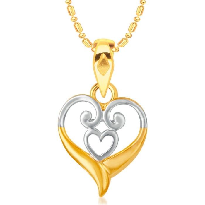 Buy Srikara Alloy Brass Gold Plated AD Curvy Patterned Heart Fashion Jewelry Pendant - SKP3059G - Purplle
