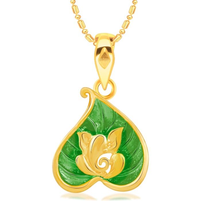 Buy Srikara Alloy Gold Plated CZ / AD Ganesha Fashion Jewellery Pendant with Chain - SKP2515G - Purplle