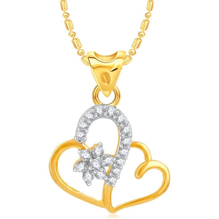 Buy Srikara Brass Alloy Gold Plated CZ/AD Star Shaped Heart Fashion Jewelry Pendant - SKP3166G - Purplle