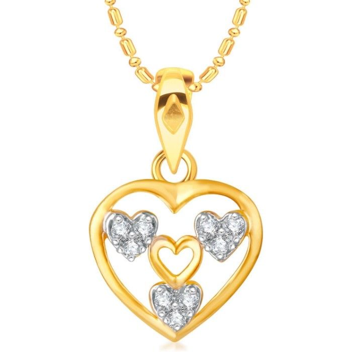 Buy Srikara Alloy Brass Gold Plated CZ/AD Crystals Heart Fashion Jewelry Pendant - SKP3038G - Purplle