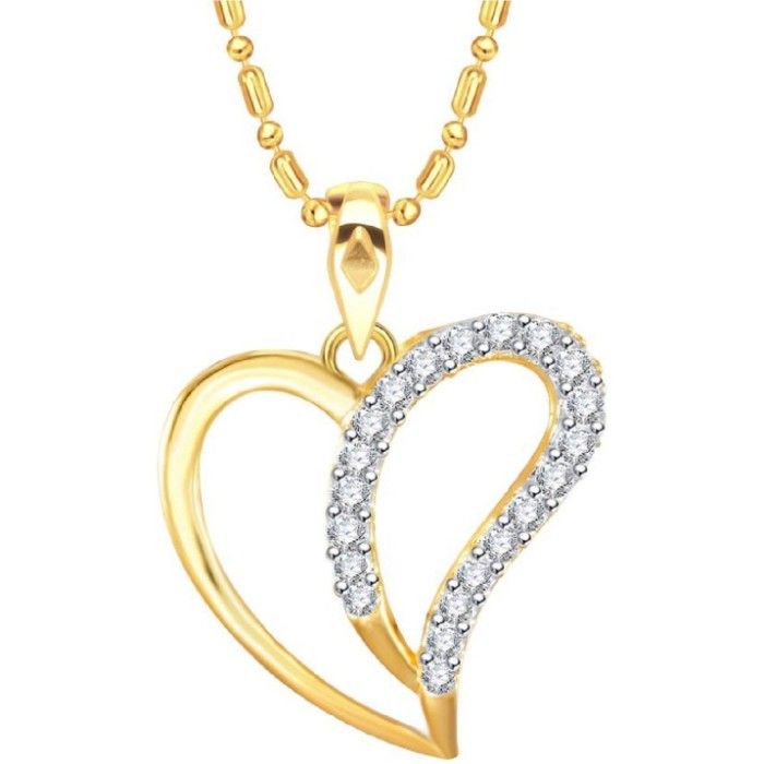 Buy Srikara Alloy Brass Gold Plated CZ Curvy Pattern Heart Fashion Jewellery Pendant - SKP3132G - Purplle