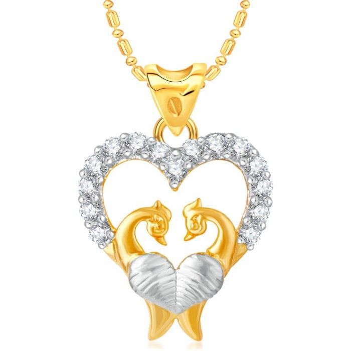 Buy Srikara Alloy Brass Gold Plated CZ Lovely Birds Pattern Fashion Jewelry Pendant - SKP3057G - Purplle