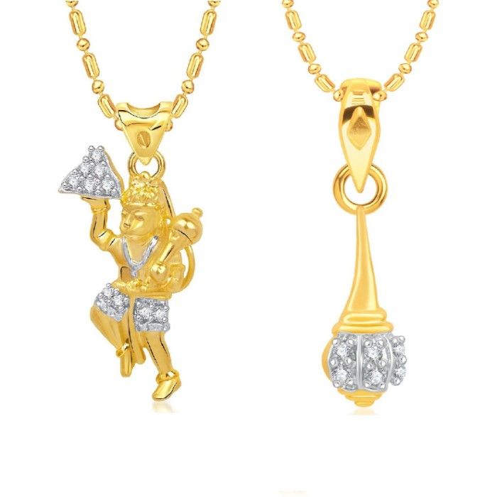 Buy Srikara Brass Alloy Gold Plated CZ / AD Fashion Jewelry Pendant Set with Chain - SKCOMBO1726G - Purplle