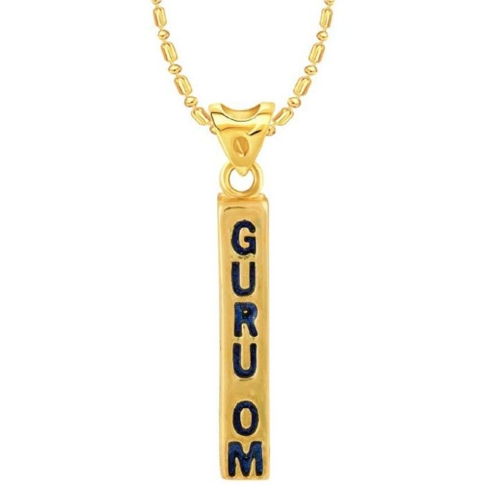 Buy Srikara Alloy Brass Gold Plated CZ / AD Guru OM Fashion Jewellery Pendant Chain - SKP3123G - Purplle