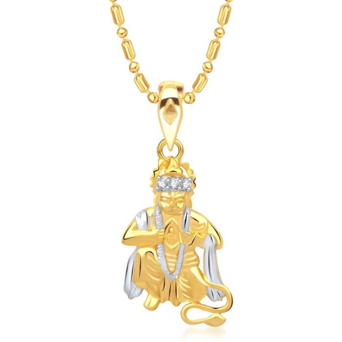 Buy Srikara Alloy Gold Plated CZ/AD Mahabali Hanuman Fashion Jewellery Pendant Chain - SKP1399G - Purplle