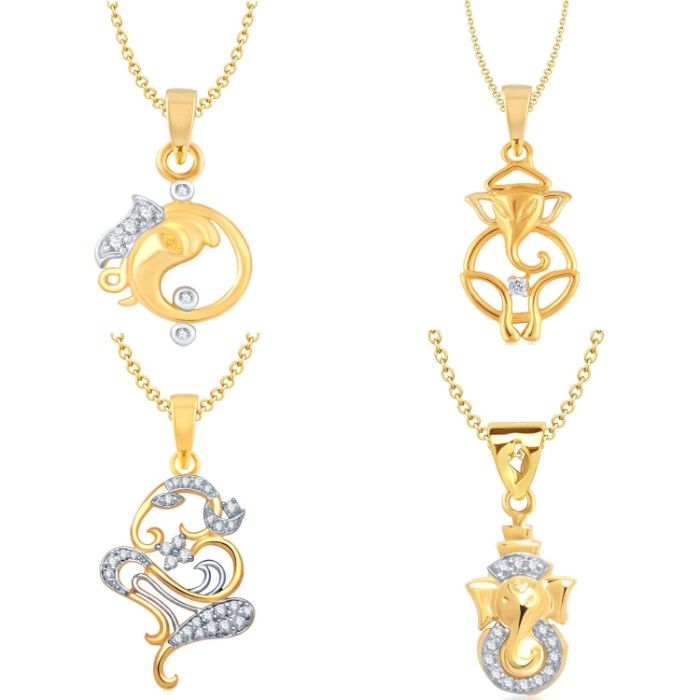 Buy Srikara Brass Alloy Gold Plated CZ / AD Fashion Jewelry Pendant Set with Chain - SKCOMBO1722G - Purplle