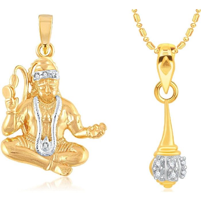 Buy Srikara Brass Alloy Gold Plated CZ / AD Fashion Jewelry Pendant Set with Chain - SKCOMBO1725G - Purplle