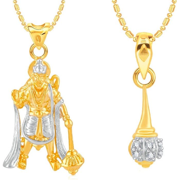 Buy Srikara Brass Alloy Gold Plated CZ / AD Fashion Jewelry Pendant Set with Chain - SKCOMBO1729G - Purplle
