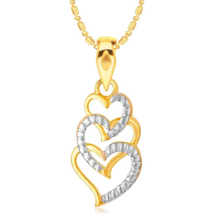 Buy Srikara Alloy Brass Gold Plated CZ/AD Interlocked Heart Fashion Jewelry Pendant - SKP3046G - Purplle