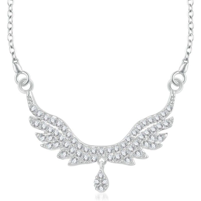Buy Srikara Brass Alloy Rhodium Plated CZ/AD Happy Wings Fashion Jewelry Pendant - SKP3250R - Purplle