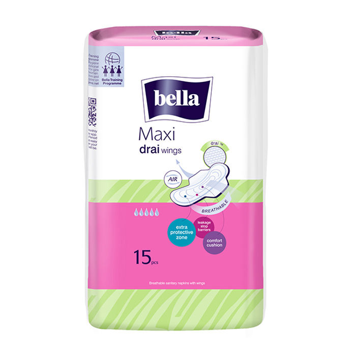 Buy Bella Maxi Drai Wings Classic Sanitary Napkins 15 Pcs - Purplle