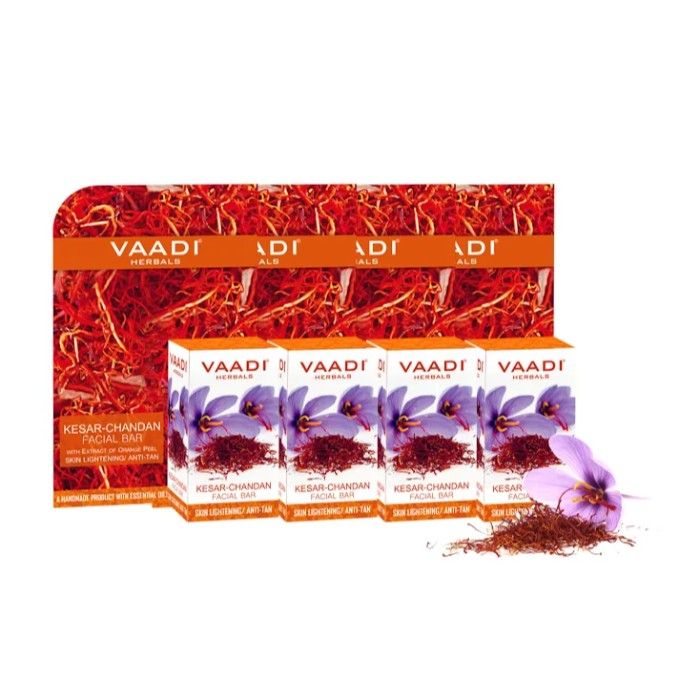 Buy Vaadi Herbals Kesar Chandan Facial Bar with Extract Orange Peel (25 g) (Pack of 4) - Purplle
