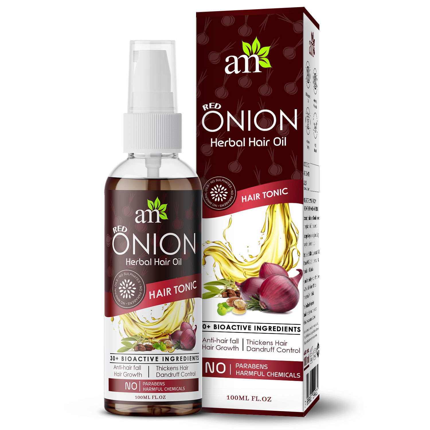 Buy AromaMusk Red Onion Hair Oil For Hair Growth, (100 ml) - With 30+ Bioactive Oils & Extracts Including Argan Oil, Castor, Almond, Jojoba And Vitamin E Oil For Complete Hair Care (100 ml) - Purplle