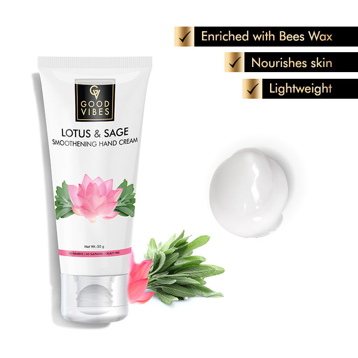 Buy Good Vibes Smoothening Hand Cream - Lotus and Sage (50 gm) - Purplle