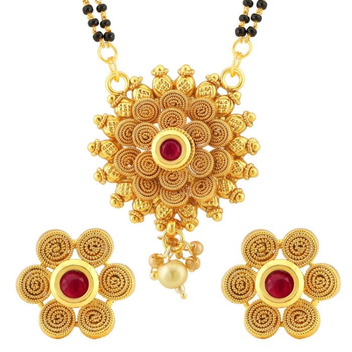 Buy Sukkhi Traditional Gold Plated Wedding Jewellery Floral Mangalsutra Set For Women - Purplle