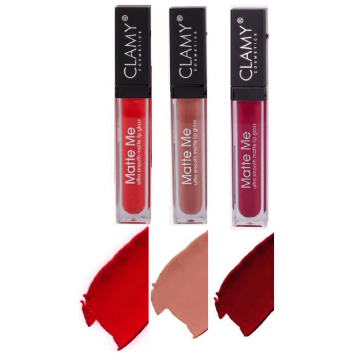 Buy Clamy Matte Me Ultra Smooth Lip Gloss Lipcream (Set of 3) - Red, Brown Nude, Dark Red - Purplle