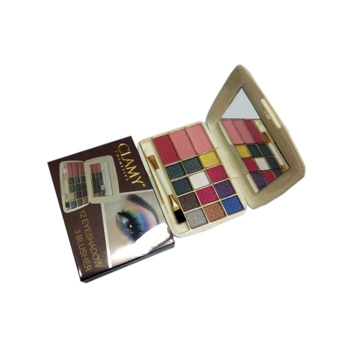 Buy Clamy Travel Size 12 Color Eyeshadow and 3 Color Blusher - Purplle