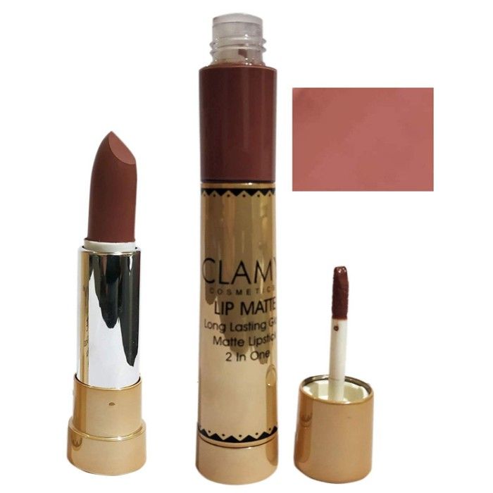 Buy CLAMY Lip Matte Long Lasting 2 in 1 Lipstick Lipgloss (Brown Nude) - Purplle
